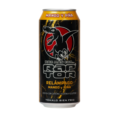 Raptor Relampago Mango y Piña Lata /Canned Mango and Pineapple Energy Drink 24/16 oz