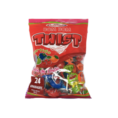 Venus Candy Bombon Twist Surtido Relleno de Chicle/Fruit Lollipops with Bubblegum 24 U/408 g