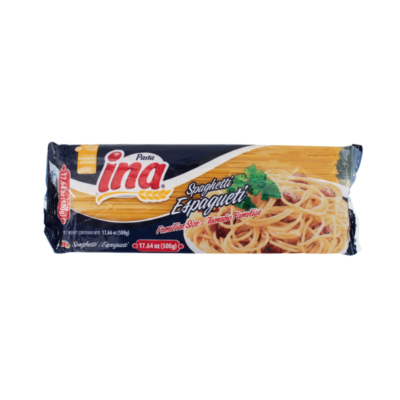 Ina Pasta Espagueti Tamaño Familiar/Spaghetti Pasta Family Size 24/500 g