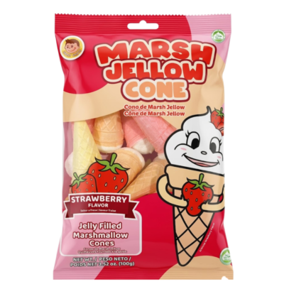 Josh Bosh Fresa Cono Marshmallow / Strawberry Jelly Filled Marshmallow Cone 24/3.53 oz