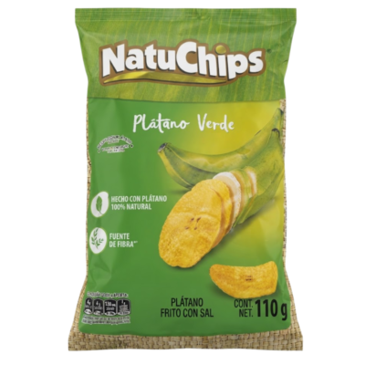 Caribas NatuChips Platano Verde / Green Plantain Chips 32/3.88 oz (110 g)