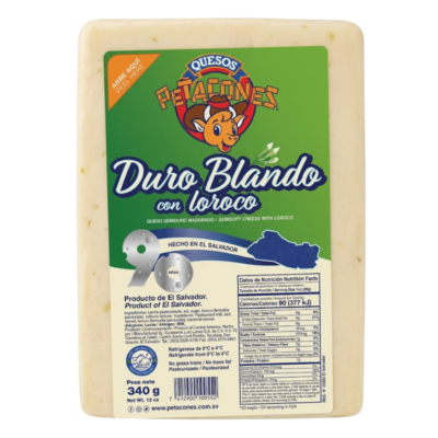 Petacones Queso Duroblando Loroco / Semi-Hard Cheese with Loroco 1/12 oz